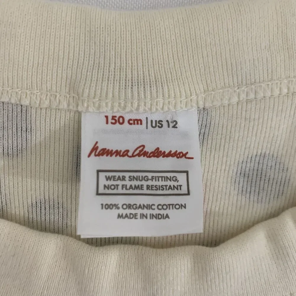 Hanna Andersson Pajama Top Girl 12 Cream Colorful Polka Dot Long‎ Sleeve Cotton